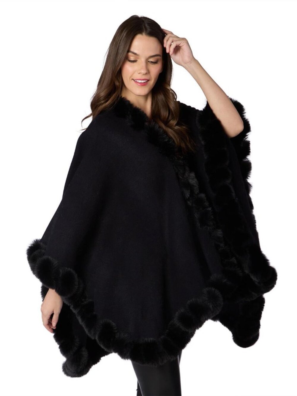 NWT Two's Company Faux Fur Trim Wrap